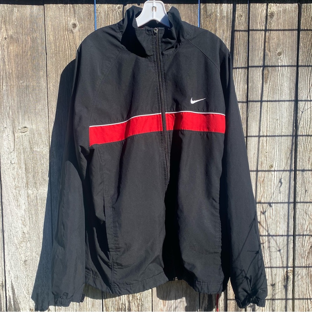 Nike vintage full zip windbreaker fleece jacket black/red